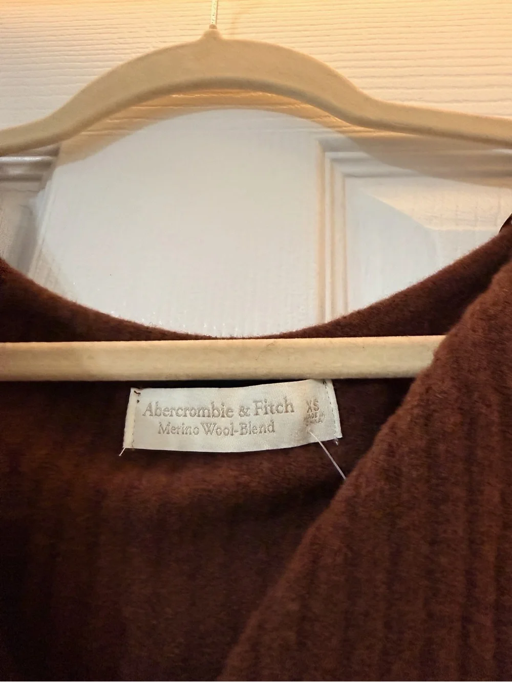 Abercrombie & Fitch Brown V-Neck Merino Wool-Blend Winter Dress